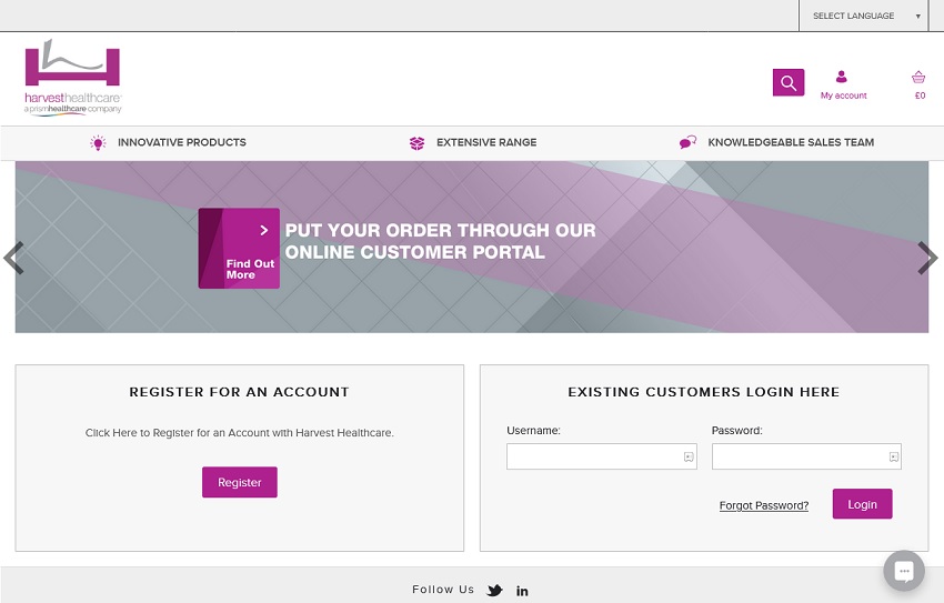 Cloudfy's B2B Ecommerce Platform empowering Harvest Healthcare with seamless order management and ERP integration.